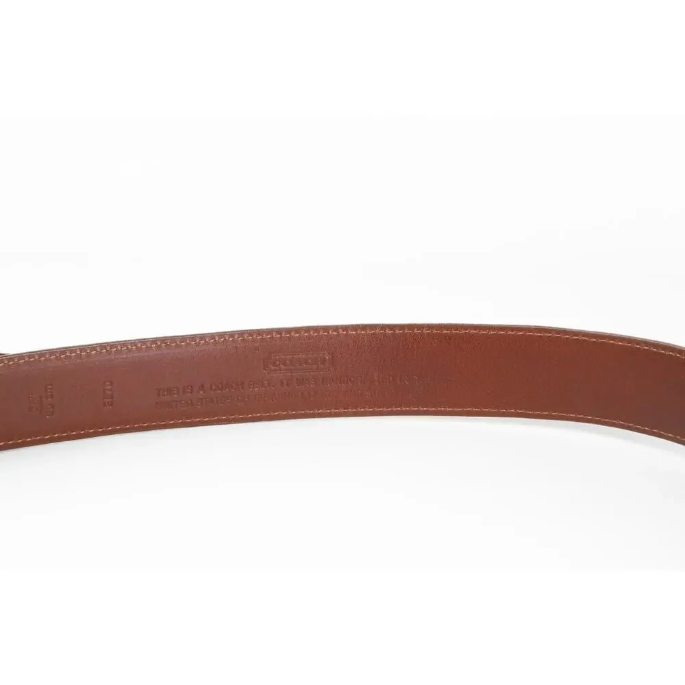 Coach Vintage Cognac Brown Lizard Embossed Leather Belt Brass Buckle Size 36 90